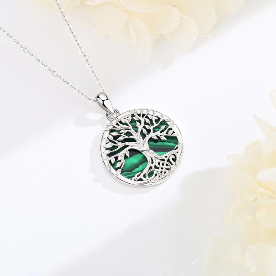 ペンダント ネックレス 緑 グリーン シルバー プラント リング 木の葉 リーフ 植物 レディース 925 スターリング 木 ツリー