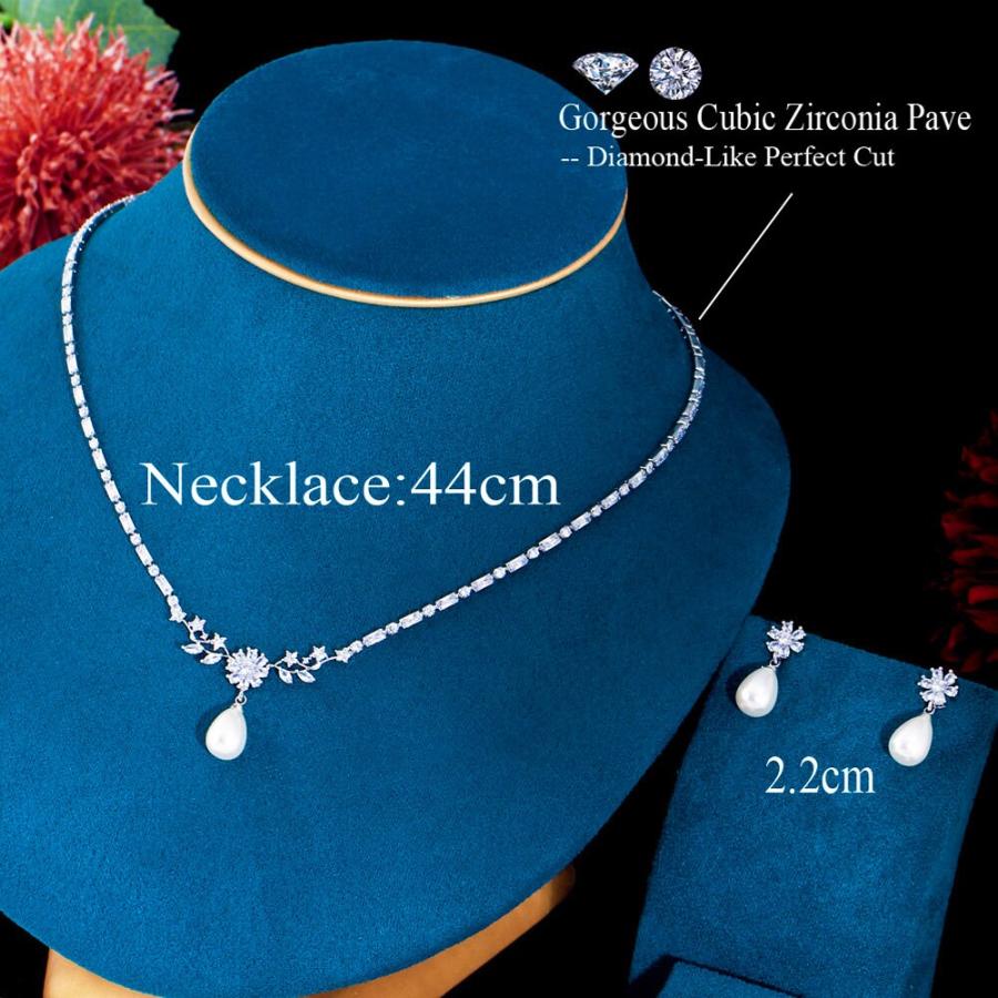 ペンダント ピアス ネックレス 花 フラワー ジルコニア ドロップ ピック パール レディース 真珠 女性 エレガント シャイニー