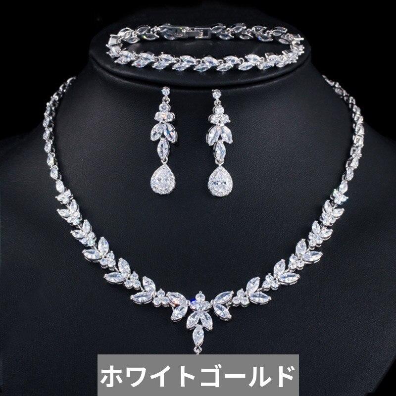 ピアス ブレスレット ネックレス ジルコニア ゴールド ストーン ドロップ ピック ロング 木の葉 リーフ レディース_6