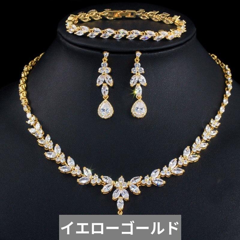 ピアス ブレスレット ネックレス ジルコニア ゴールド ストーン ドロップ ピック ロング 木の葉 リーフ レディース_7