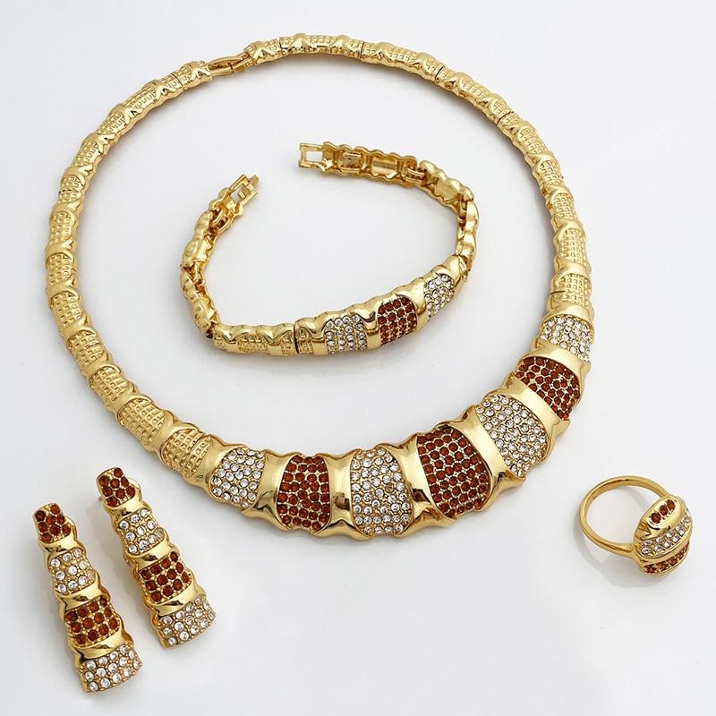 ピアス 指輪 リング ブレスレット ネックレス ゴールド レディース ドバイ カラー ジュエリー セット 贅沢 18K プレート 結婚式_5