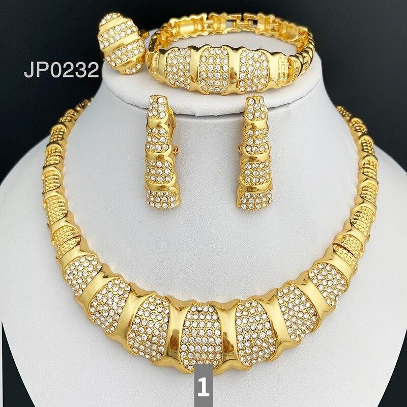 ピアス 指輪 リング ブレスレット ネックレス ゴールド レディース ドバイ カラー ジュエリー セット 贅沢 18K プレート 結婚式_6