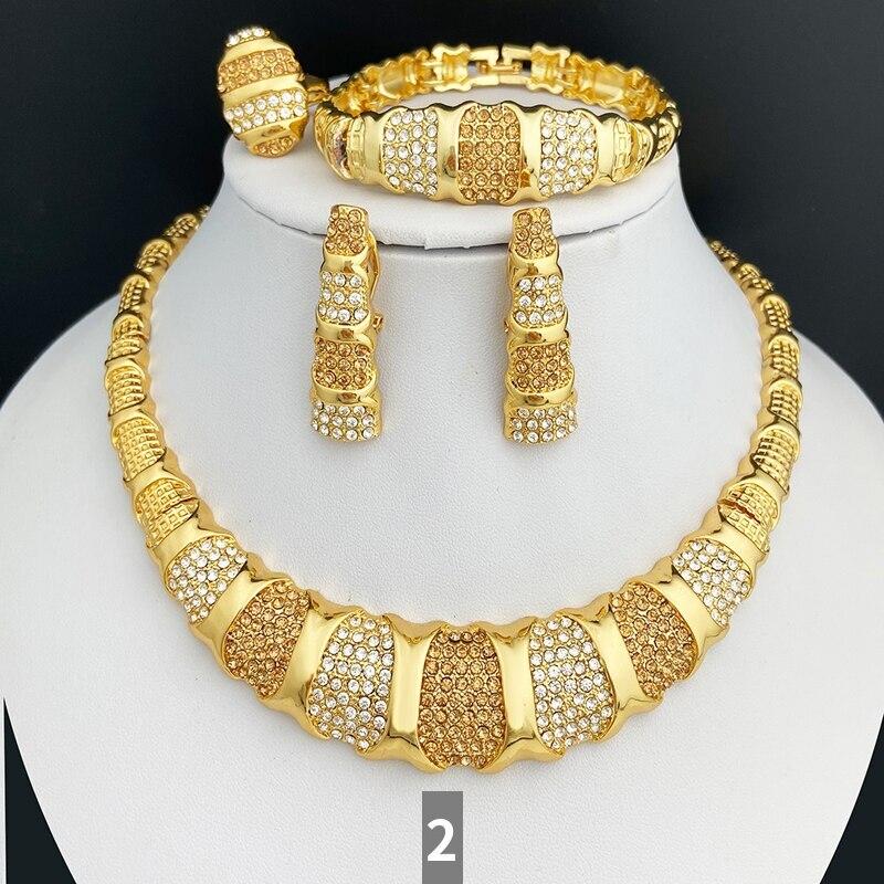 ピアス 指輪 リング ブレスレット ネックレス ゴールド レディース ドバイ カラー ジュエリー セット 贅沢 18K プレート 結婚式_7