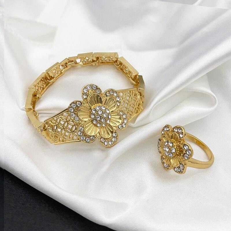 ペンダント ピアス ネックレス ゴールド レディース 女性 ドバイ カラー ジュエリー セット 大きい 結婚式 ウェディング パーティ ギフト フリー_2
