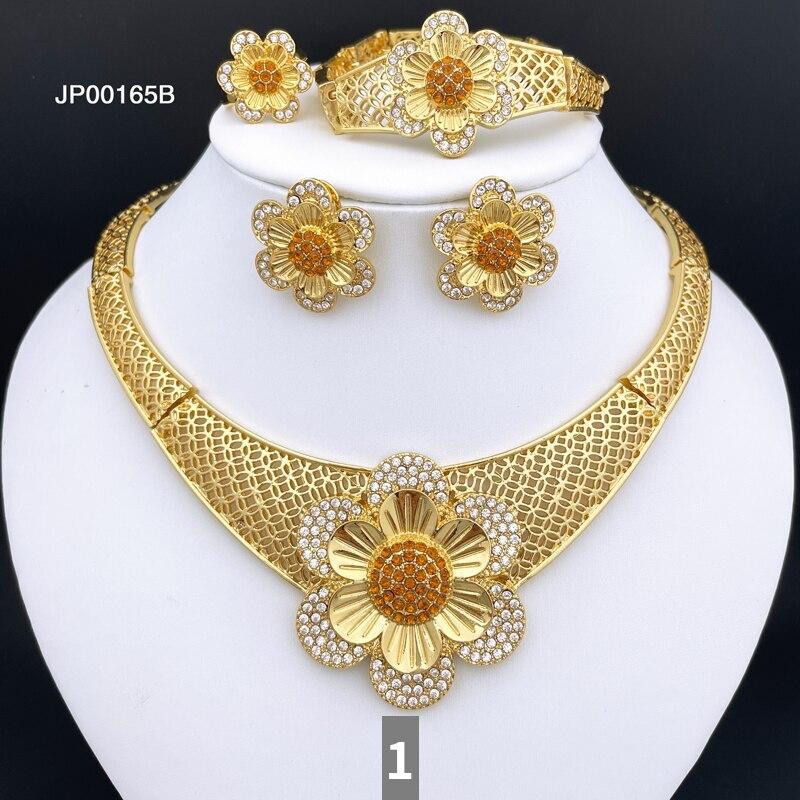 ペンダント ピアス ネックレス ゴールド レディース 女性 ドバイ カラー ジュエリー セット 大きい 結婚式 ウェディング パーティ ギフト フリー_6