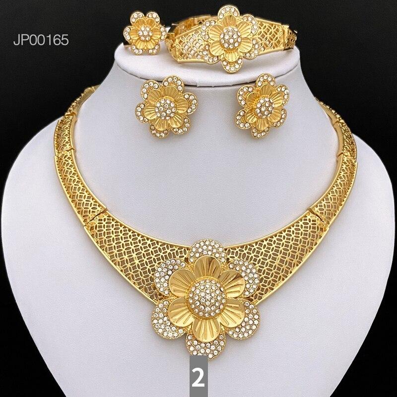 ペンダント ピアス ネックレス ゴールド レディース 女性 ドバイ カラー ジュエリー セット 大きい 結婚式 ウェディング パーティ ギフト フリー_7