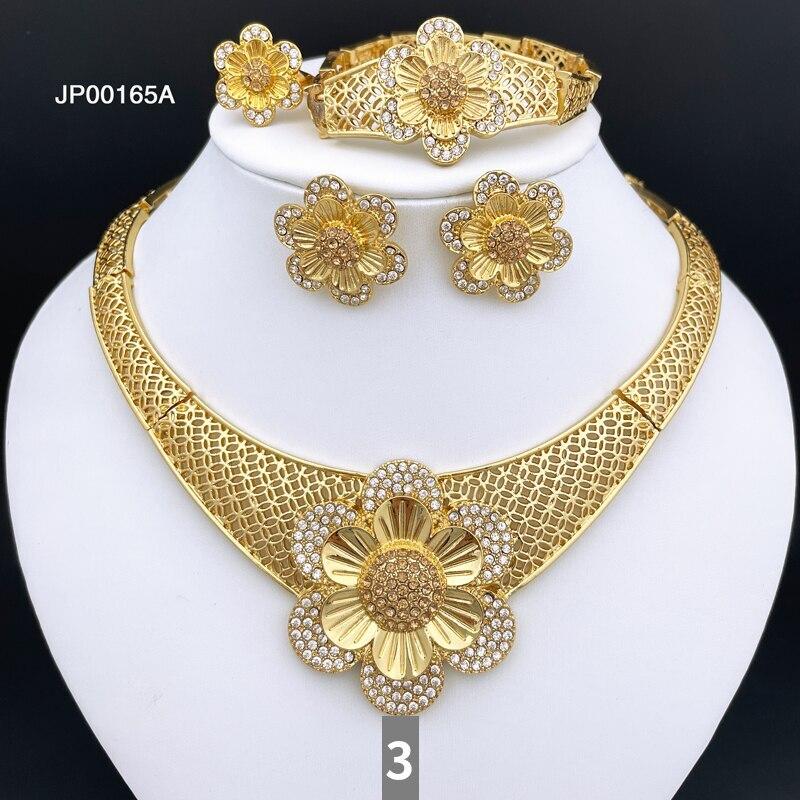 ペンダント ピアス ネックレス ゴールド レディース 女性 ドバイ カラー ジュエリー セット 大きい 結婚式 ウェディング パーティ ギフト フリー_8