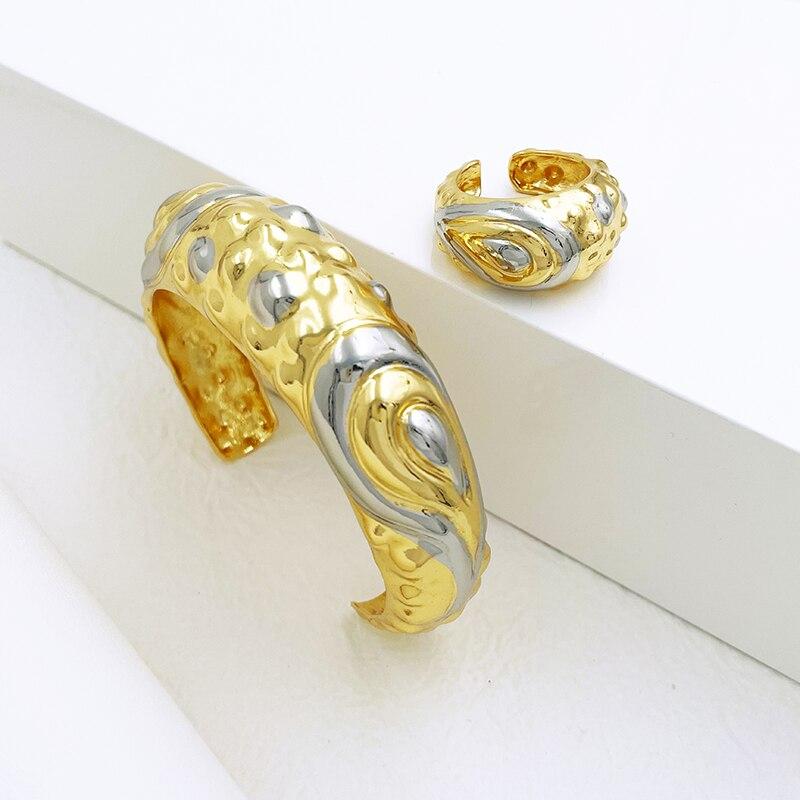 ピアス 指輪 リング ブレスレット ネックレス ゴールド レディース ユニーク ジュエリー セット 2 調子 18K プレート 結婚式_4