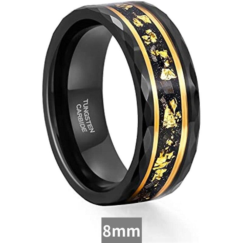 指輪 リング タングステン 黒 ブラック ゴールド ハンマー メンズ 男性