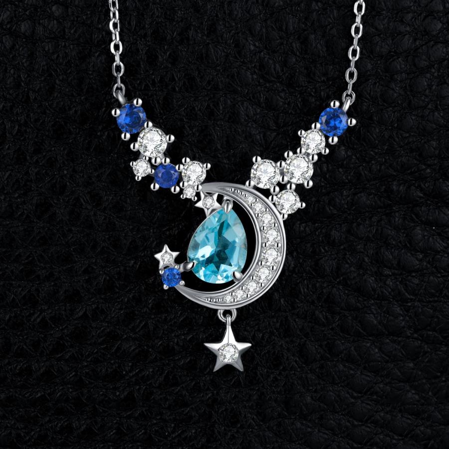 両面ブルーシラー★ムーンストーン スター ⭐︎シルバースタンド付 ペンダント ネックレス 青 ブルー シルバー リング 月 星 レディース