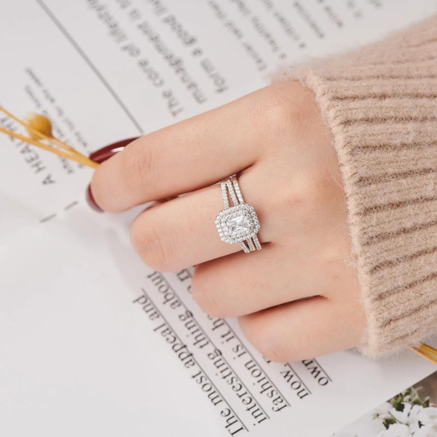 指輪 リング 白 ホワイト ジルコニア ブライダル シルバー ピック レディース 女性 ソリッド 925 結婚式 ウェディング ジュエリー_3