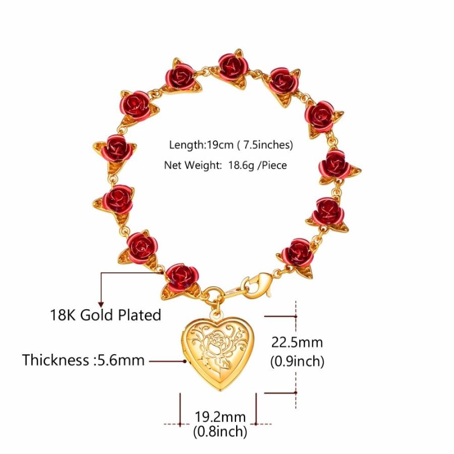 ブレスレット ハート 花 フラワー チェーン ブライダル レディース 大人 ジュエリー 結婚式 ロケット チャーム ギフト ガールズ ローズ_9