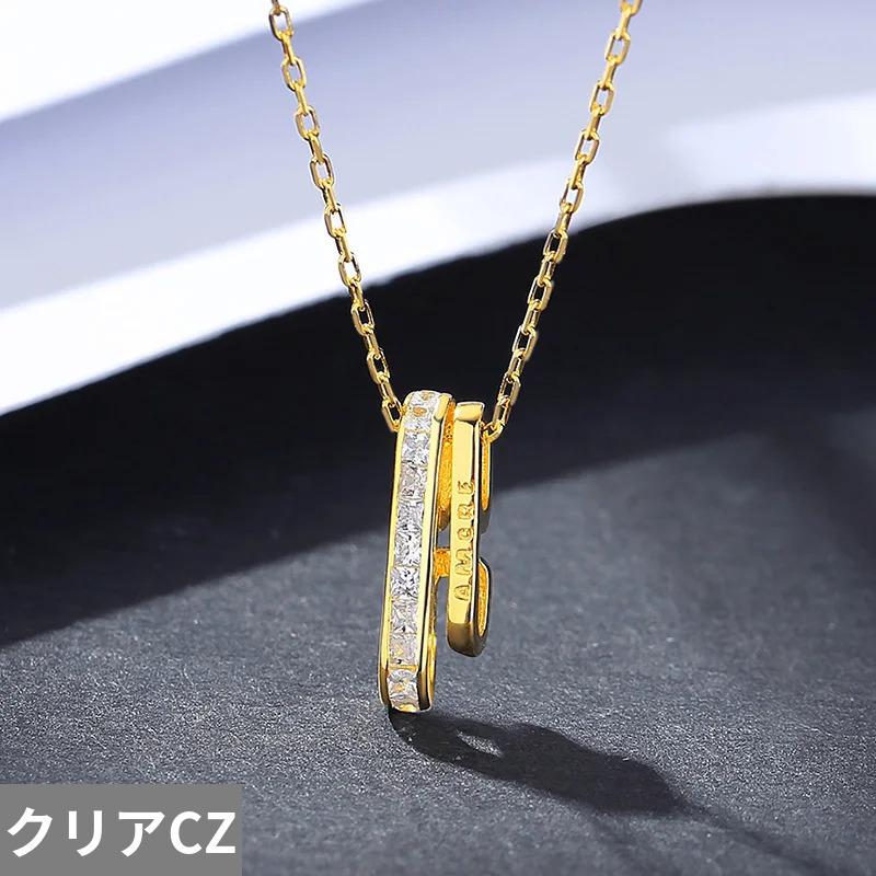 ペンダント ネックレス ジルコニア シルバー スクエア ピック リング レディース 925 スターリング ダブル 四角 キュービック_6