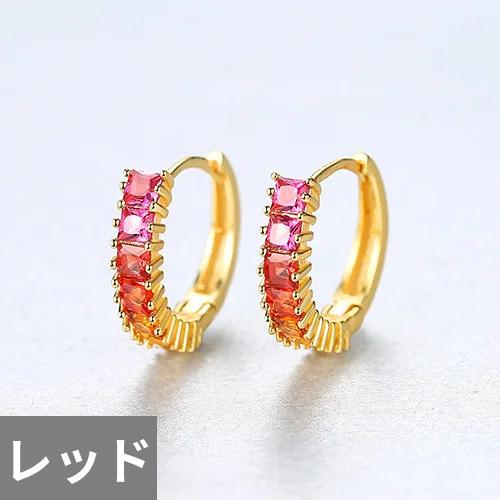 ピアス 赤 レッド シルバー ピンク バイク フープ リング レディース かわいい ハイクオリティ 925 スターリング トパーズ_6