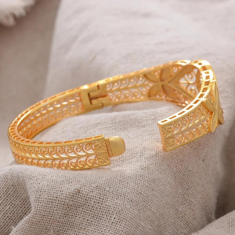 バングル ブレスレット エチオピア アフリカ ゴールド レディース 4個セット 24K ドバイ カラー サウジ アラビア 結婚式_3