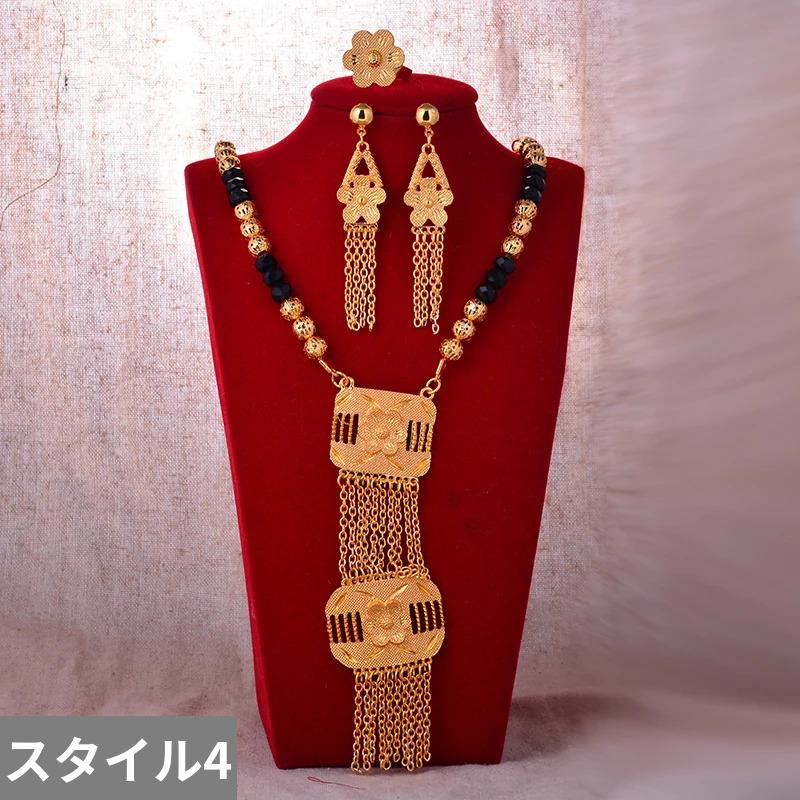ピアス ネックレス ダイヤモンド ゴールド レディース 新しい カラー 結婚式 ウェディング ジュエリー セット パーティ_8