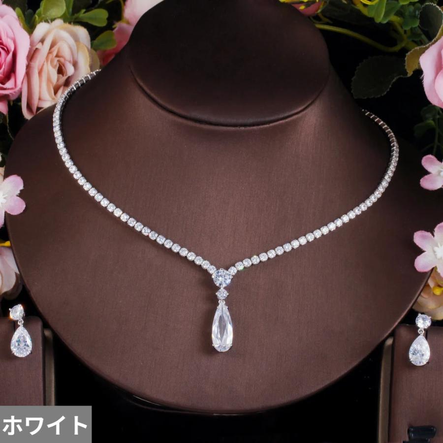 ピアス ネックレス クリスタル 赤 レッド ドロップ 揺れる レディース ファッション 水滴 ウォータードロップ 形 シェープ CZ_7