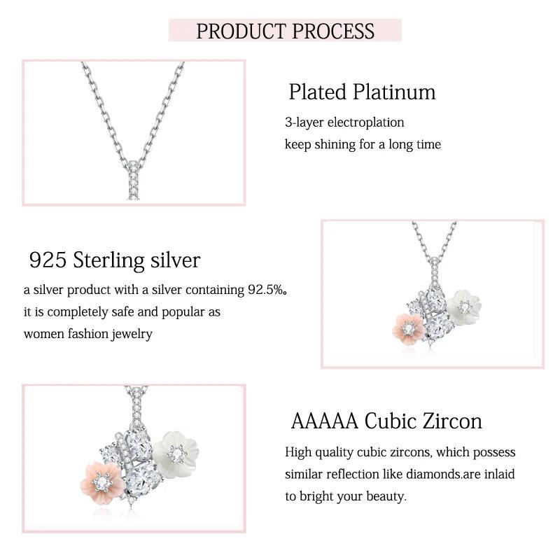 ペンダント ネックレス 白 ホワイト 花 フラワー ジルコニア シルバー ピンク シェル リング レディース 貝殻 シャイニング ジルコン_3