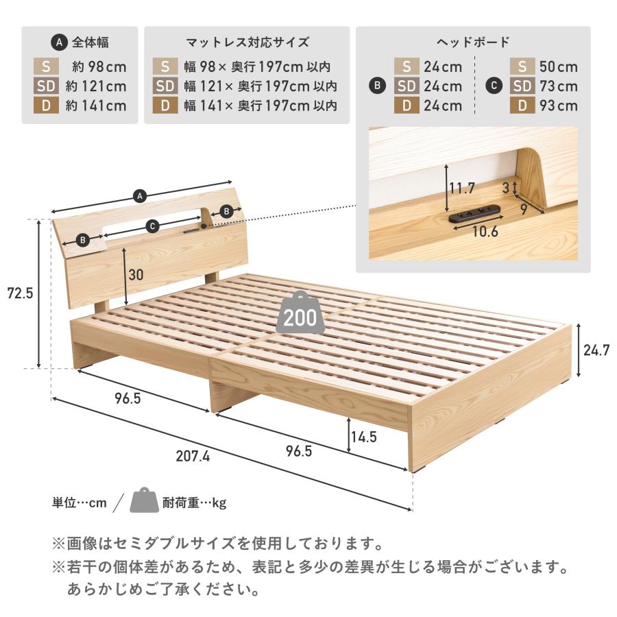 ベッド ベッドフレーム ダブル すのこベッド ヘッドボード ダブルベッド ロータイプ  耐久性 通気性 頑丈 おしゃれ シンプル 木目 ekuldo｜finekagu｜15