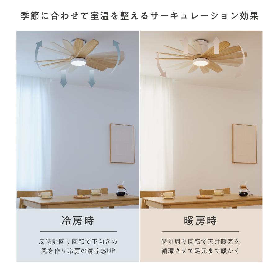 VENTOTA シーリングファンライト リモコン付 調光調色 天然木 LED照明
