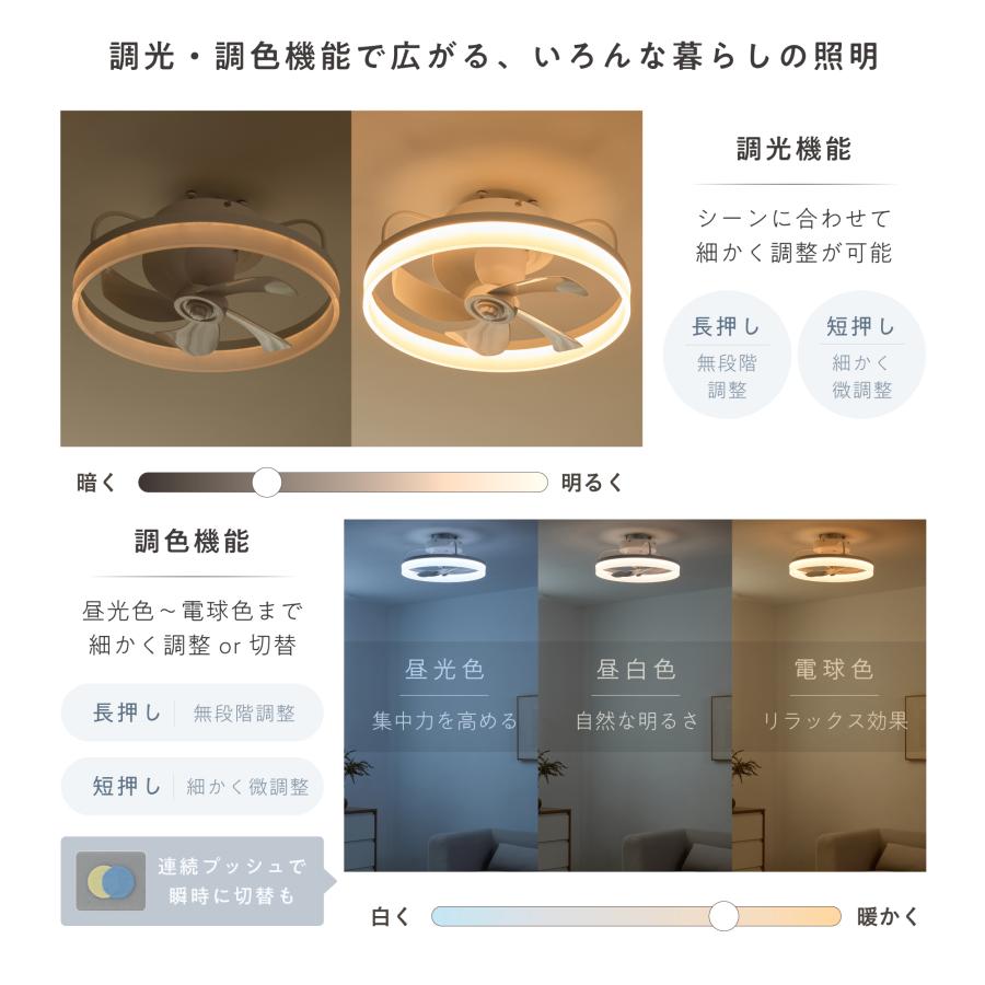 VENTOTA シーリングファンライト リモコン付き 調光 調色 風量切替 LED
