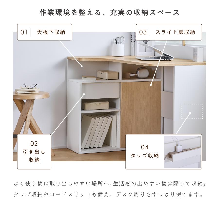 L字デスク パソコンデスク コーナーデスク 幅100cm 木目調 引き出し