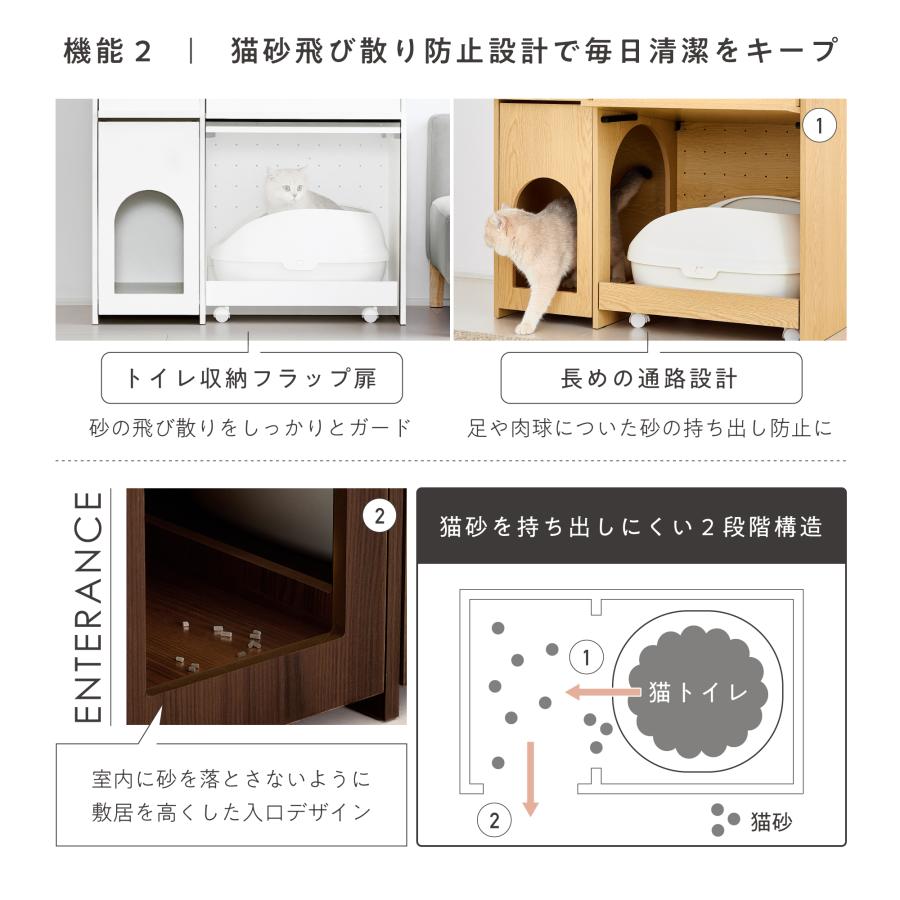 VENTOTA 猫用 トイレ収納 キャビネット 隠す キャスター付き 目隠し 