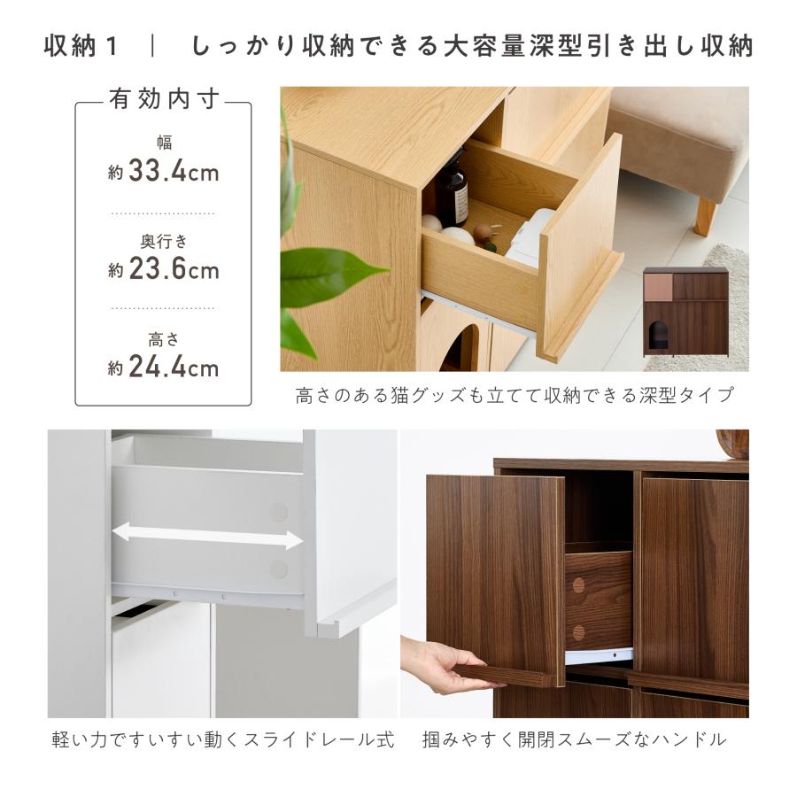 VENTOTA 猫用 トイレ収納 キャビネット 隠す キャスター付き 目隠し
