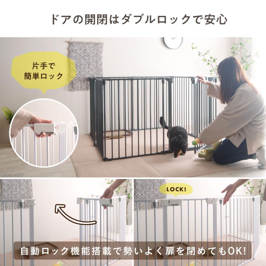 ペット用サークル ドア付 折りたたみ可能 犬 猫 うさぎ フェンス 室内 屋外 広い ケージ ゲート バリア ゲート Pecocochi ペココチ ドア付本体6枚セット｜finekagu｜07