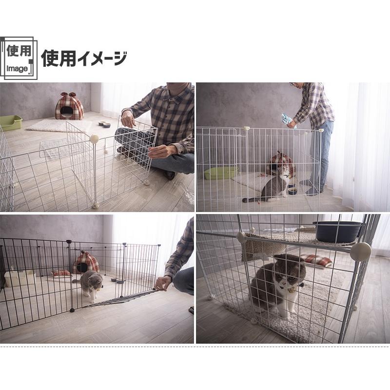 ペット 用 フェンス ドア 付 室内 サークル 広い ケージ ゲート 犬 猫 うさぎ ウサギ 飼育 プレイサークル バリア ゲート メッシュ パネルサイズ 5070cmブラック｜finekagu｜11