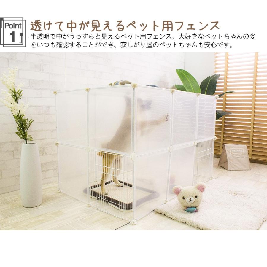 ペット 用 フェンス ドア 付 室内 透明 軽い サークル 広い ケージ ゲート 犬 猫 うさぎ ウサギ 飼育 プレイサークル バリア ゲート パネルサイズ5070cmクリア | VENTOTA | 04