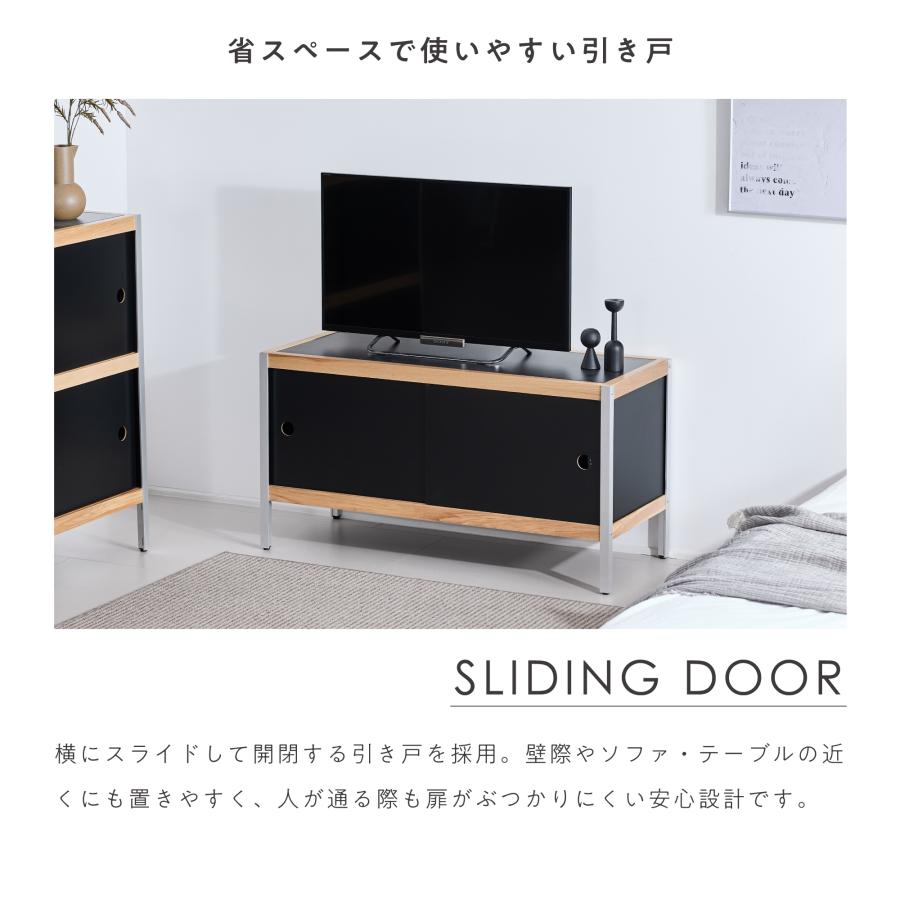 VENTOTA テレビボード 幅100cm 天然木 脚付き アッシュ材 引き戸