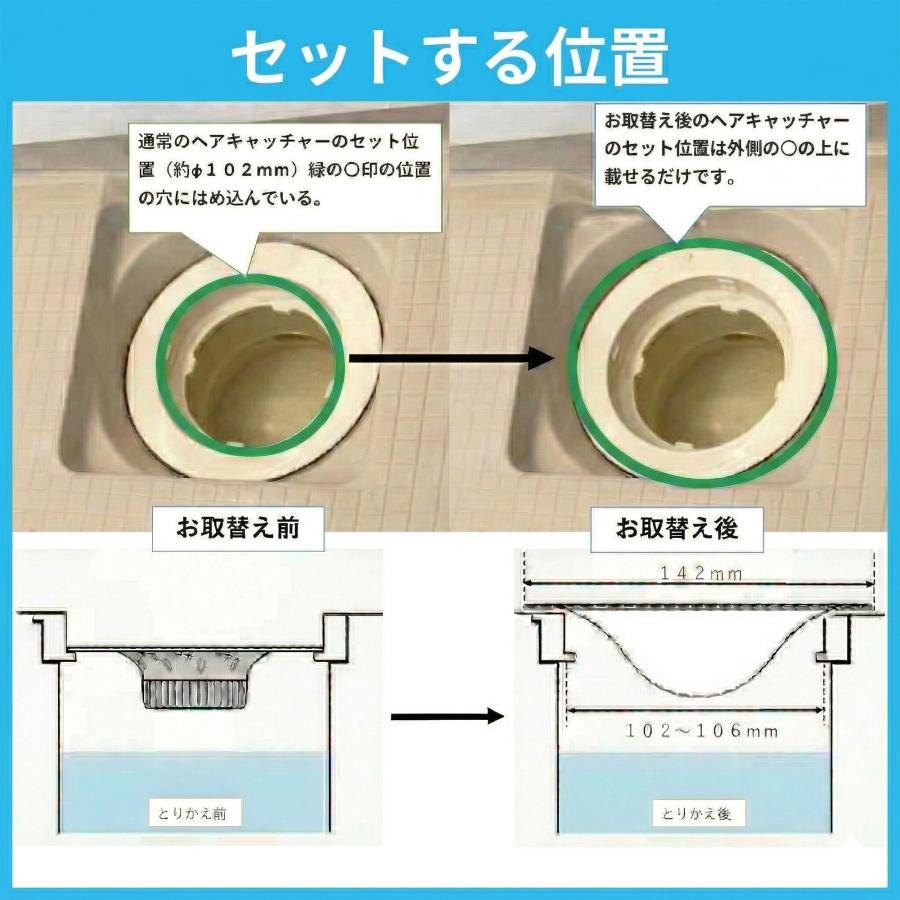 置くだけ 抗菌 ヘアキャッチャー 102mm用 ユニットバス用 日本製 KEEPFINE SUS304 排水口 お風呂 排水溝 ゴミ受け 排水口 パンチング 隙間なし | KEEP FINE | 10