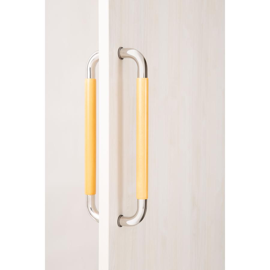 ドアハンドル ４５ｃｍ ４色（木製グリップ部分） ヘアライン仕上げ（ステンレス部分） スライドドア 両面用 450mm 取手 ドアノブ 室内用 Ｏ型 (ライト) | ブランド登録なし