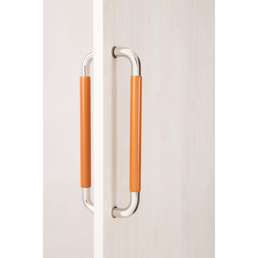 ドアハンドル ４５ｃｍ ４色（木製グリップ部分） ヘアライン仕上げ（ステンレス部分） スライドドア 両面用 450mm 取手 ドアノブ 室内用 Ｏ型 (ミディアム) | ブランド登録なし