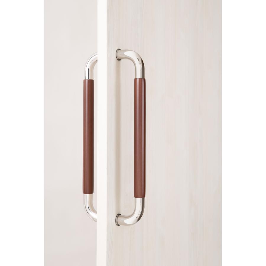 ドアハンドル ４５ｃｍ ４色（木製グリップ部分） ヘアライン仕上げ（ステンレス部分） スライドドア 両面用 450mm 取手 ドアノブ 室内用 Ｏ型 (ダーク) | ブランド登録なし