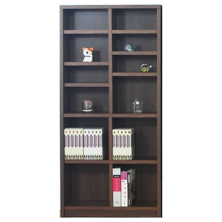 ブックシェルフ 横幅90cm×奥行46.5cm×高さ180cm オープンシェルフ 本棚 幅75cm 高さ180cm 白 ブラウン 収納 A4