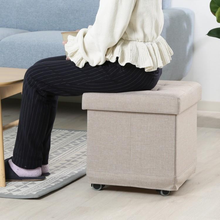 キャスター付 収納 スツール 幅38cm オットマン 収納ボックス チェア