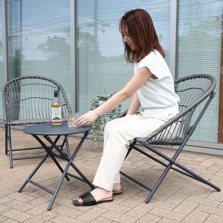 折りたたみ式 テーブル ガーデン チェア 2脚 3点セット コンパクト 