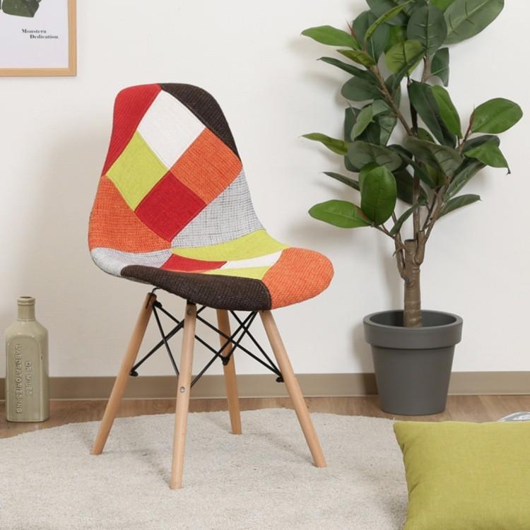 イームズ パッチワーク シェル チェア 木脚 デザイン ミックスカラー