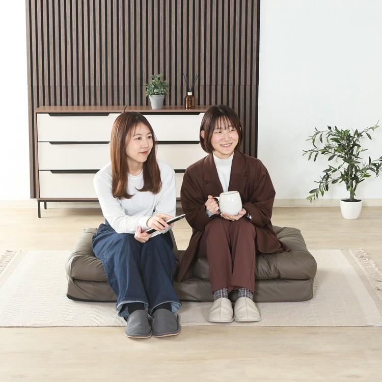 6WAY レザー調 座椅子 幅63cm 14段 リクライニング 1人掛 クッション