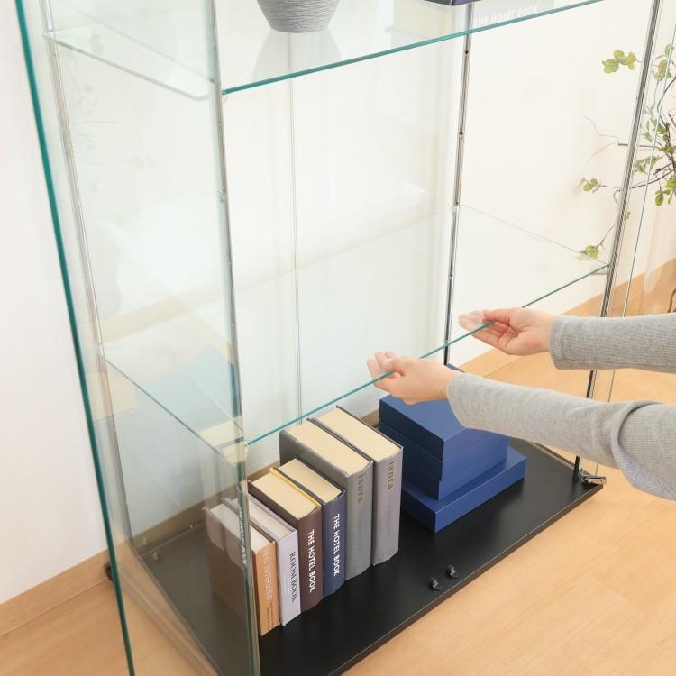 鍵付き ガラス コレクションケース 4段 両開き 幅80cm ディスプレイ