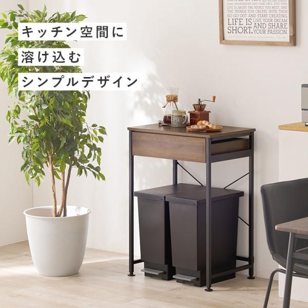 ごみ箱上ラック 幅60.5cm ダストボックス ラック ゴミ箱 スペース キッチン レンジ台 引出し 収納 アジャスター付 ストック ボード インテリア 家具 送料無料の画像