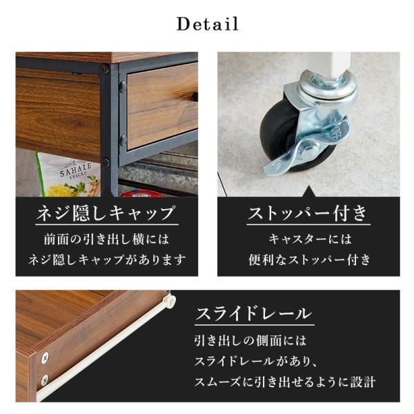 バタフライ ワゴン 奥行42~100cm キャスター 引出し 可動棚 2枚付 スリム キッチン サイドワゴン 作業台 テーブル すきま 収納 ストッカー  送料無料の画像