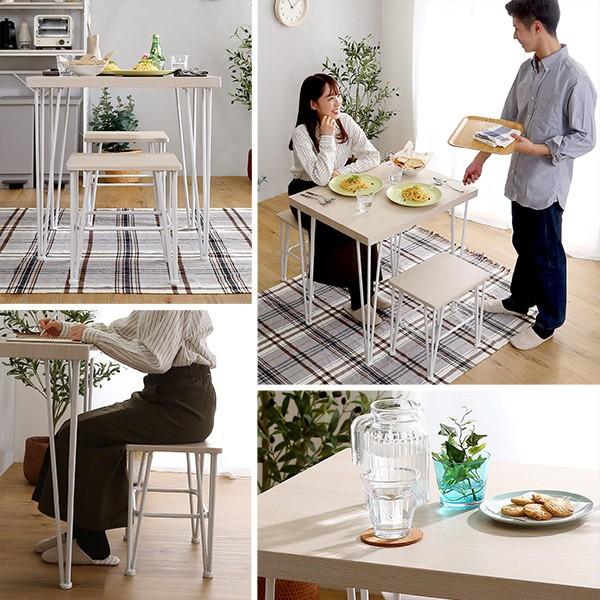 ダイニングテーブル チェア 3点セット 幅75cm カフェ風 ダイニング セット コンパクト スタイリッシュ 食卓 キッチン スツール インテリア 送料無料_4