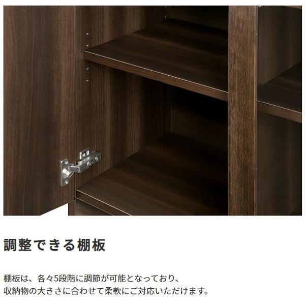木製 サイドボード ワイドタイプ 国産 飾り棚 書棚 書庫 ガラス戸 木戸 棚 シンプル モダン オフィス 事務所 リビング 書類 収納 家具 送料無料_4