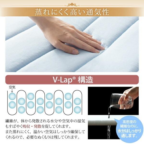 敷きパッド ダブル 単品 高通気 V-LAP パッド 洗える ベッドパッド 生地 コットン 100% ズレ防止バンド 日本製 敷布団 布団 寝具 送料無料 ※敷きパッド単品_8
