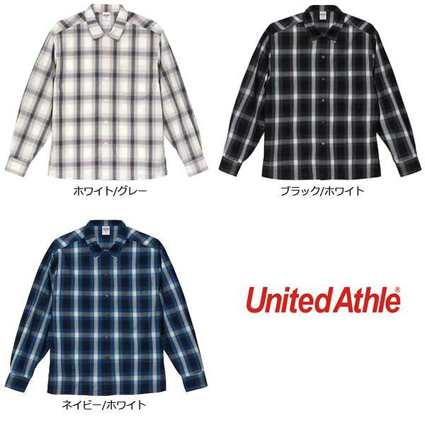 【M-XL】コットン オープンカラー ロングスリーブ シャツ 1694-01 開襟シャツ 長袖 ユナイテッドアスレ United Athle メンズ 男女兼用 チェック柄 カジュアル |  | 14