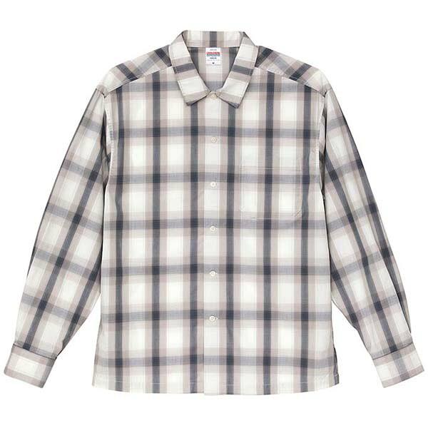 【M-XL】コットン オープンカラー ロングスリーブ シャツ 1694-01 開襟シャツ 長袖 ユナイテッドアスレ United Athle メンズ 男女兼用 チェック柄 カジュアル |  | 01