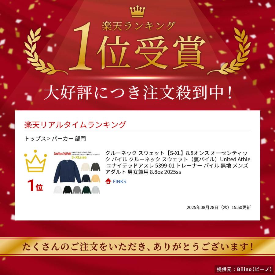クルーネック スウェット【S-XL】8.8オンス オーセンティック パイル